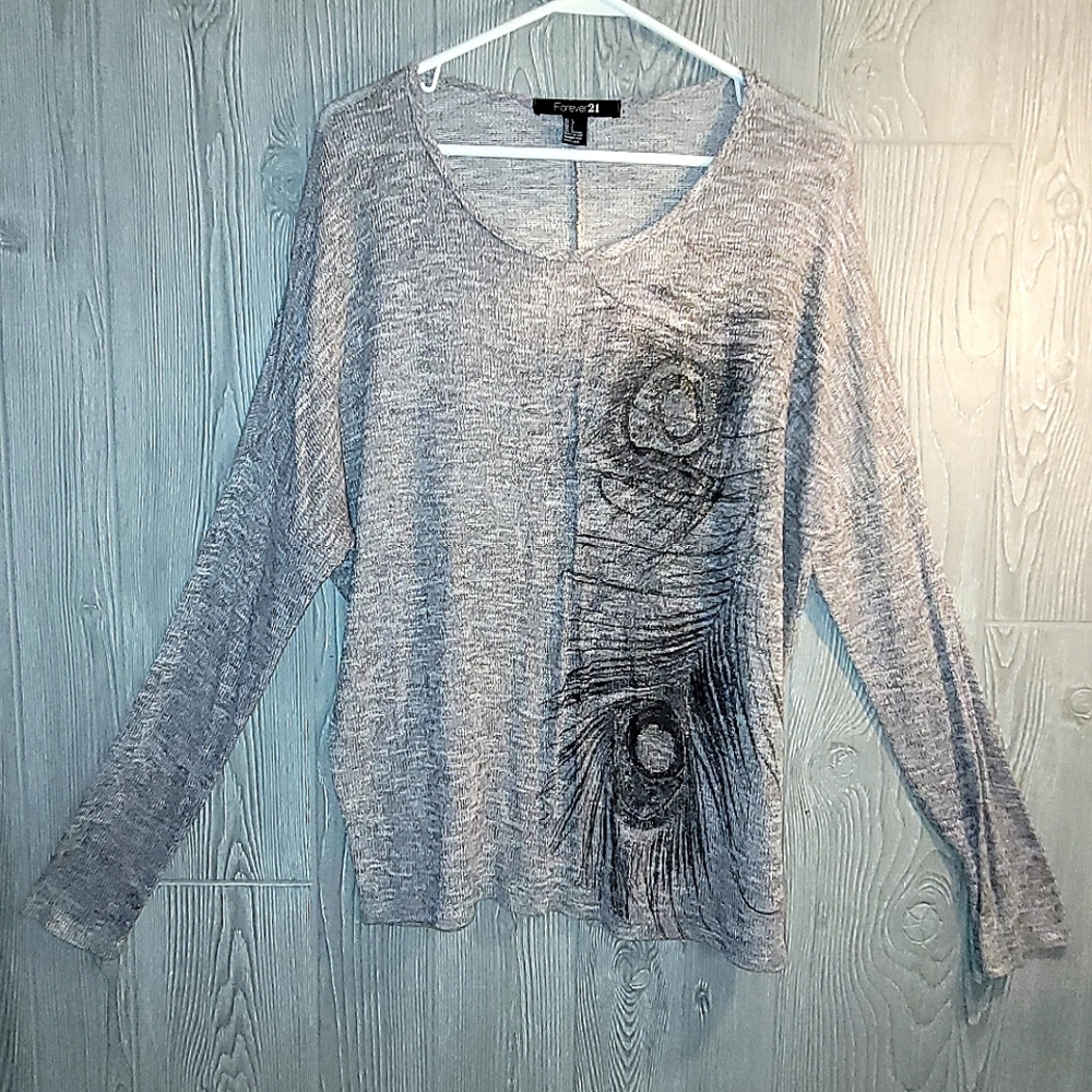 Forever 21 Dolman Sleeve Feather Top- LG